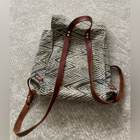 Julia Canright Backpack‎ Flame Block Print Made in San Francisco Neutral Canvas